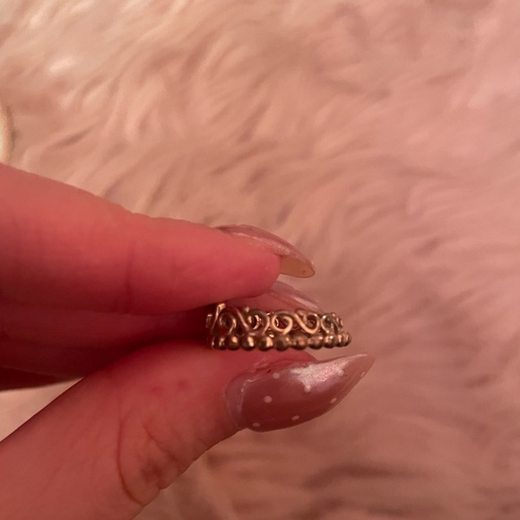 BOGO Pandora Gold Heart Crown Ring with Diamond Accent - Picture 4 of 5